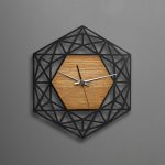 ساعت دیواری مدل اسلیمی چوبی از جنس MDF ترکیبی از دو رنگ