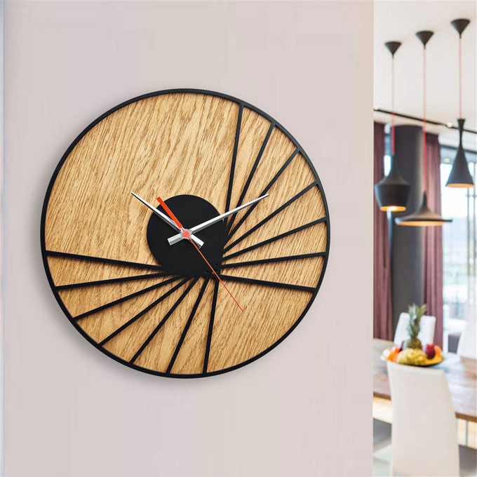 ساعت دیواری مدل Bat با طرح چوبی و جنس چوبی MDF