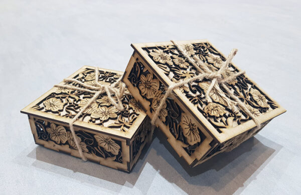 جعبه کادو طرح شکوفه جنس چوبی 