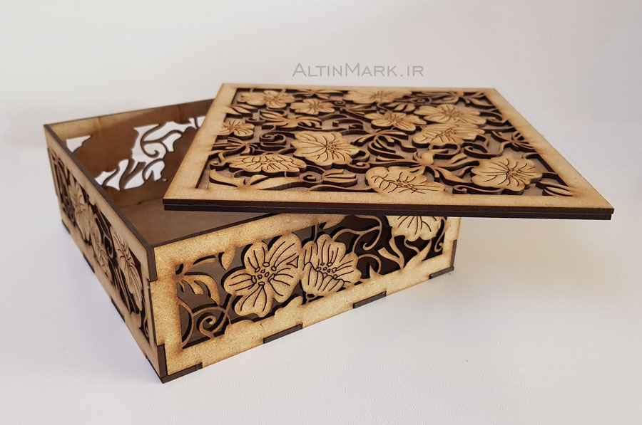 جعبه کادو طرح شکوفه جنس چوبی “باکس هدیه شیک مناسب هدیه”