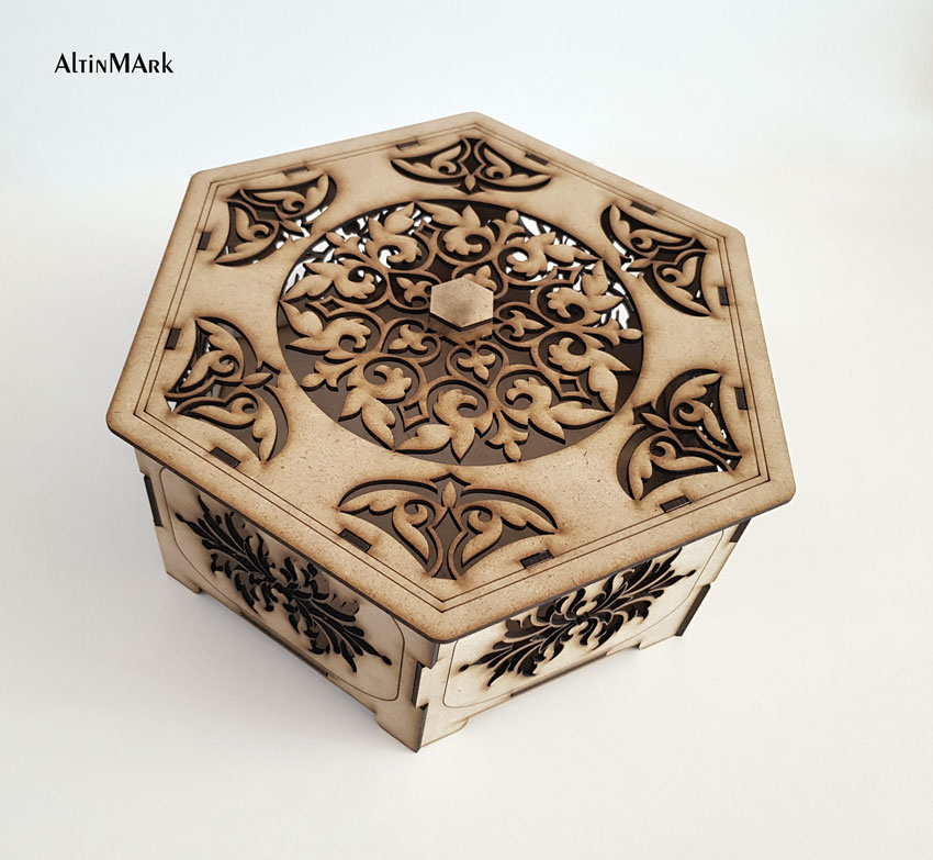 جعبه هدیه طرح آمیتیس با جنس چوبی MDF در 4 سایز