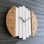 ساعت دیواری مدل hybrid چوبی با ترکیب رنگ و سایز متفاوت