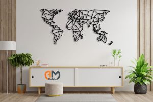 نقشه دنیا استیکر چوبی