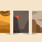 تابلو نقاشی مینیمال Sunset Summit در سه نوع چاپ مختلف
